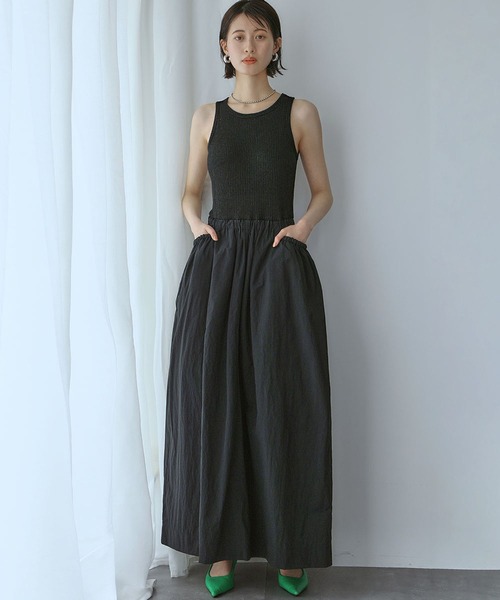 クールカレアン　ノースリーブ　ロングワンピース　カフタン　ノーカラー　総柄 88127205_cd1.jpg