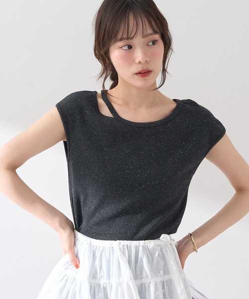 earth music&ecology tシャツ カットデザインフレンチスリーブ