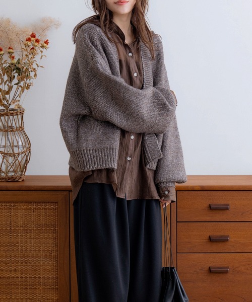 「NOAHL」 ニットカーディガン FREE グレイッシュベージュ レディース_画像2