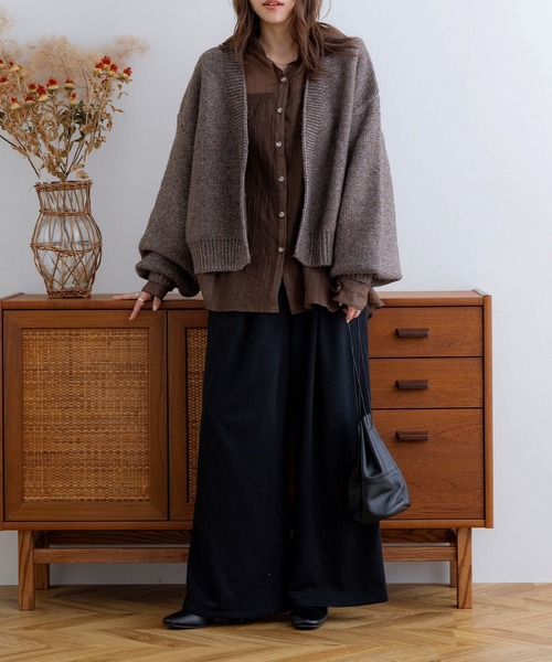 「NOAHL」 ニットカーディガン FREE グレイッシュベージュ レディース_画像3