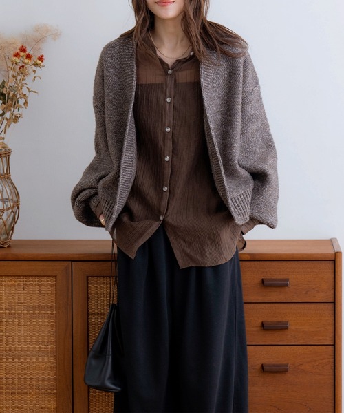 「NOAHL」 ニットカーディガン FREE グレイッシュベージュ レディース_画像6