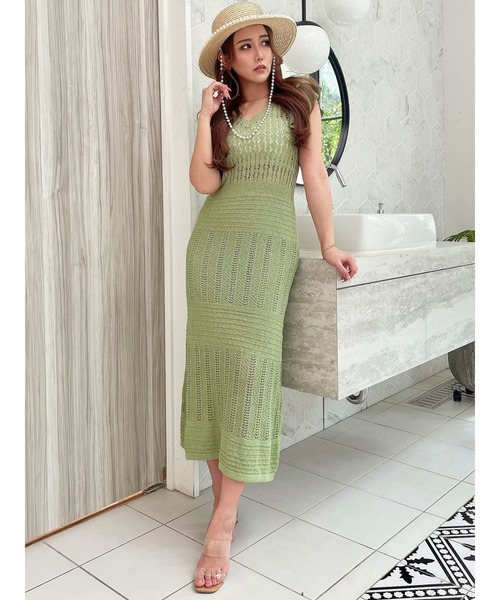 「DURAS」 ニットワンピース FREE アイボリー レディース_画像4