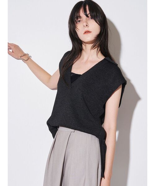 ベスト ジレ スキッパーニットベスト レディース
