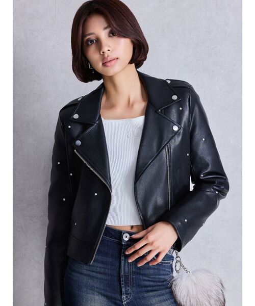 GYDA 革ジャン GYDA レザージャケット ライダース bijou フェイクレザー