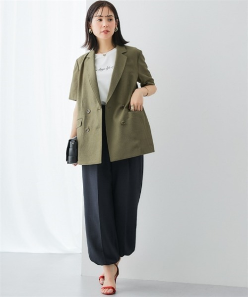 アデイインザライフ パンツスーツ セットアップ ノーカラー M ネイビー 7days Life Styling セットアップ 「レディーススーツ」うすカル