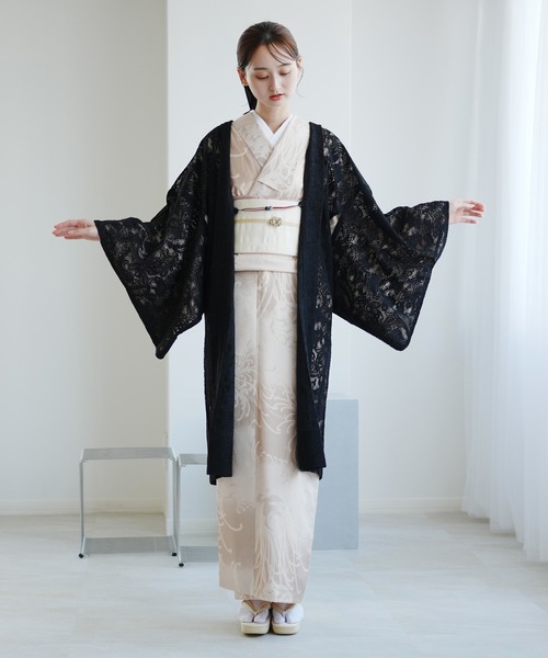 utatane 着物 羽織 レース ニコアンティーク ボタニカル・ノワール