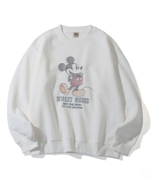 *【ディズニー】トレーナーミッキー刺繍 大きいサイズ 男女問わず Disney トレーナー スウェット 「Disney/ディズニー」ミッキー