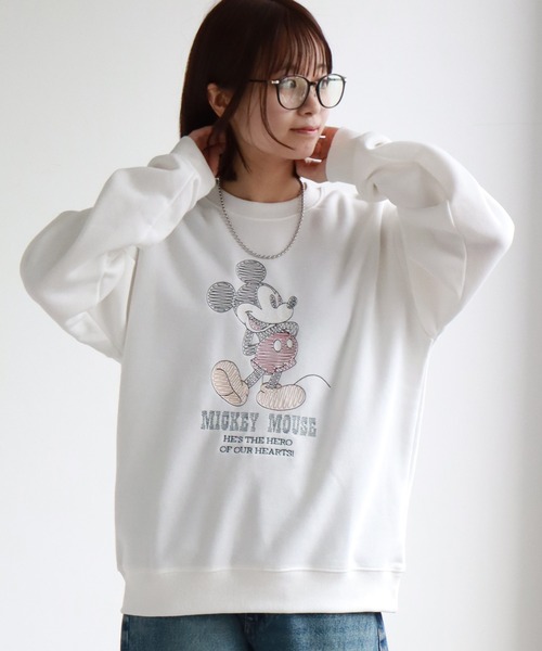 ディズニー　トレーナー　ミッキーマウス　裏起毛　X-large 白　（ち55） ディズニー トレーナー ミッキーマウス 裏起毛 X-large 白 （ち