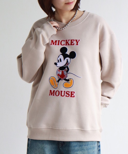ディズニー　トレーナー　ミッキーマウス　裏起毛　X-large 白　（ち55） Disney トレーナー スウェット Disney/ディズニー 裏起毛