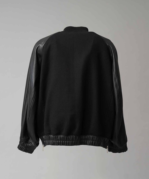 美品 melton オールブラック 無地スタジャン 黒 M MAISON SPECIAL スタジャン 「UNISEX」Sheep Leather Melton