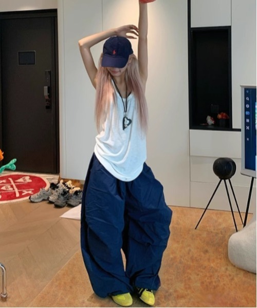 YK2 トラックパンツ ジャージ Lサイズ MASHIRO パンツ 「MASHIRO」ワンポイント刺繍ルーズトラックパンツ