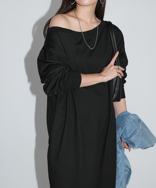 andme（アンドミー） ワンピース オフショルダースウェットワンピース