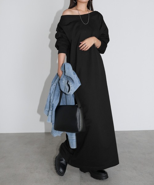 andme（アンドミー） ワンピース オフショルダースウェットワンピース