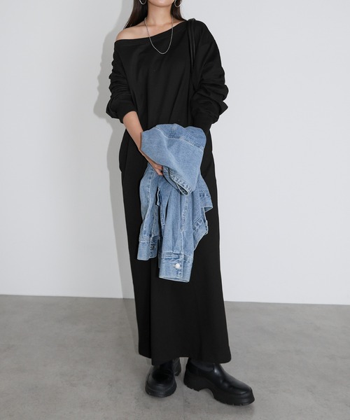 andme（アンドミー） ワンピース オフショルダースウェットワンピース