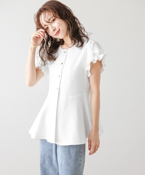 「SUGAR BISKET」 「La-gemme」半袖ブラウス フリー ブラック レディース_画像3