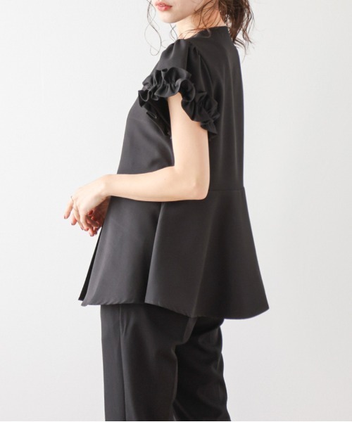 「SUGAR BISKET」 「La-gemme」半袖ブラウス フリー ブラック レディース_画像7