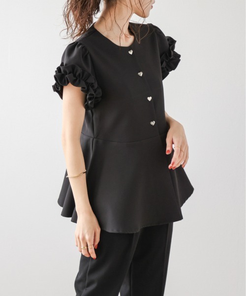 「SUGAR BISKET」 「La-gemme」半袖ブラウス フリー ブラック レディース_画像8