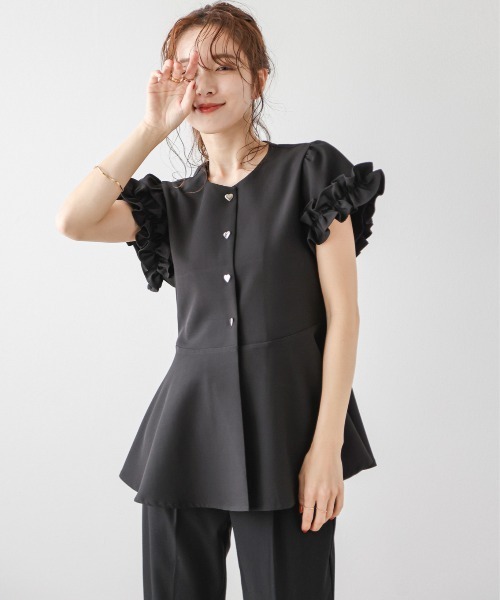「SUGAR BISKET」 「La-gemme」半袖ブラウス フリー ブラック レディース_画像9