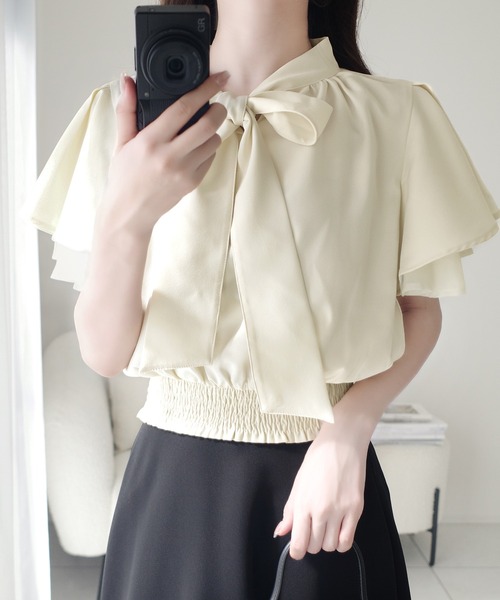 「mily bilet」 半袖ブラウス LARGE アイボリー レディース_画像2