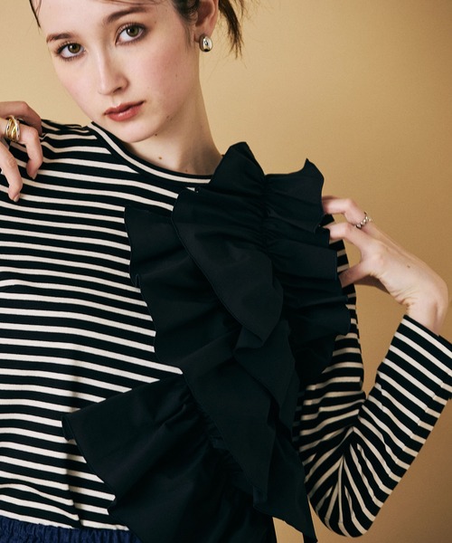 オーディア ミューズ（Audie a Muses）/ショルダーフリル付きカットソー Audie a Muses（オーディア ミューズ） tシャツ ショルダーフリル付き