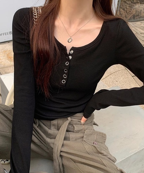 LACーVERT tシャツ ヘンリーネックリブロンT レディース : ZOZOTOWN