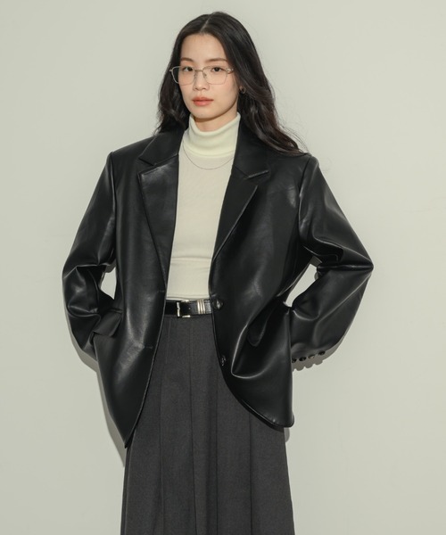 美品 LOEWE 極上ナッパレザー テーラードジャケット レディース ブラック 美品 LOEWE 極上ナッパレザー テーラードジャケット レディース