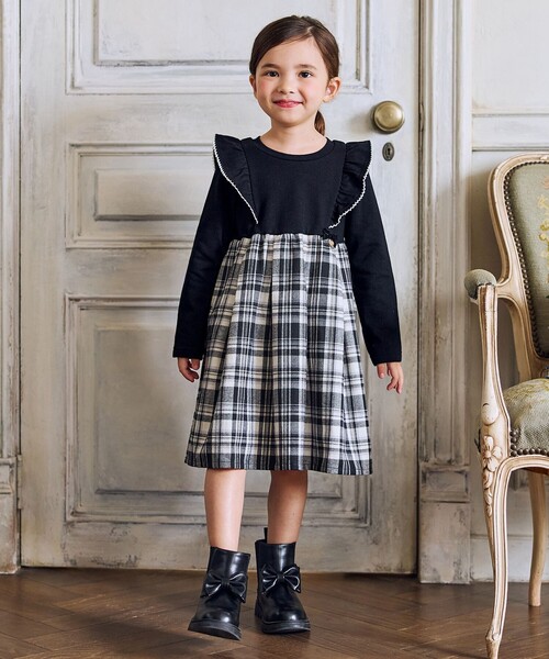 ANY（エニィ） ワンピース チェック柄 ドッキング ワンピース キッズ