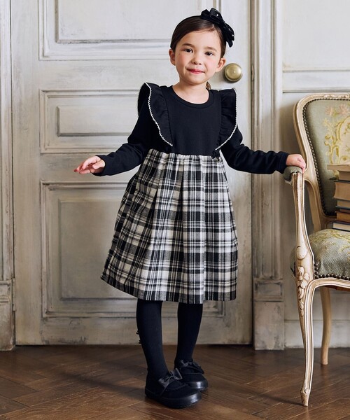 ANY（エニィ） ワンピース チェック柄 ドッキング ワンピース キッズ