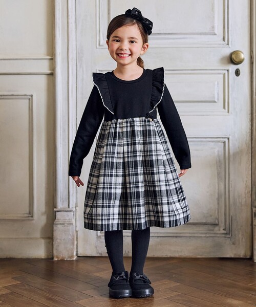 ANY（エニィ） ワンピース チェック柄 ドッキング ワンピース キッズ