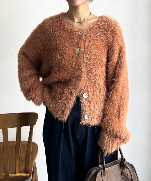 Chez toi（シェトワ） カーディガン ラメフェザー2WAYカーデ