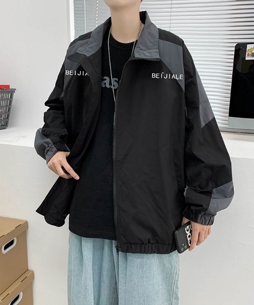 ジャケット・アウター tsuyopon ブルゾン アウター ルーズシルエットバイカラージップジャケット