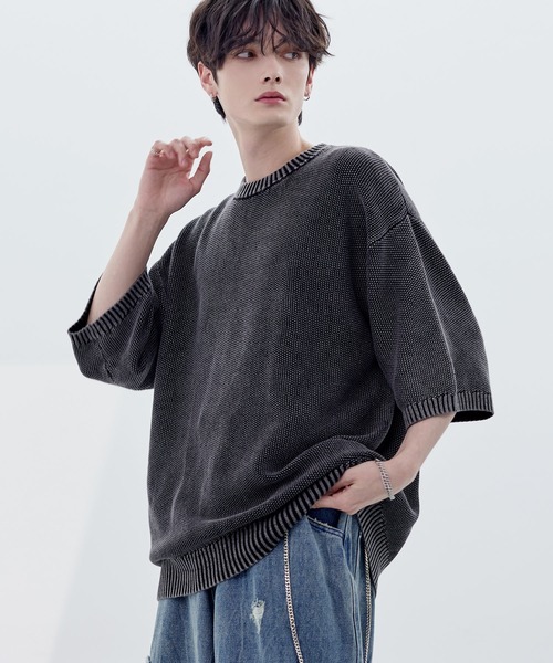 「ASTRONOMY」 半袖ニット M ブラック メンズ_画像3