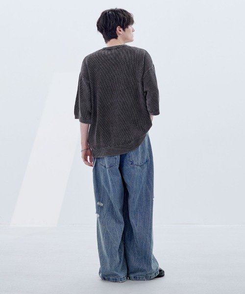 「ASTRONOMY」 半袖ニット M ブラック メンズ_画像7