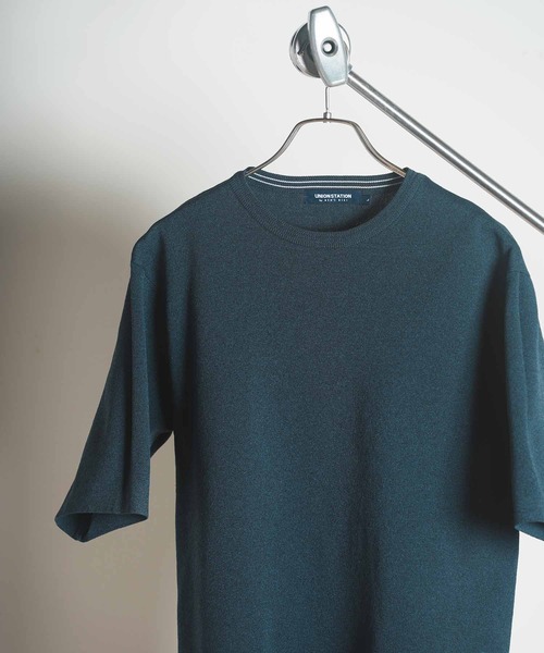 「UNION STATION」 半袖ニット L ブルー メンズ_画像9