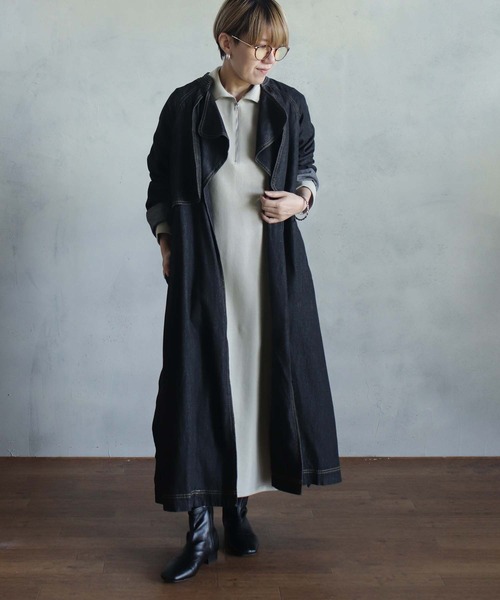 「BITTOKO」 トレンチコート FREE ブラック レディース_画像4