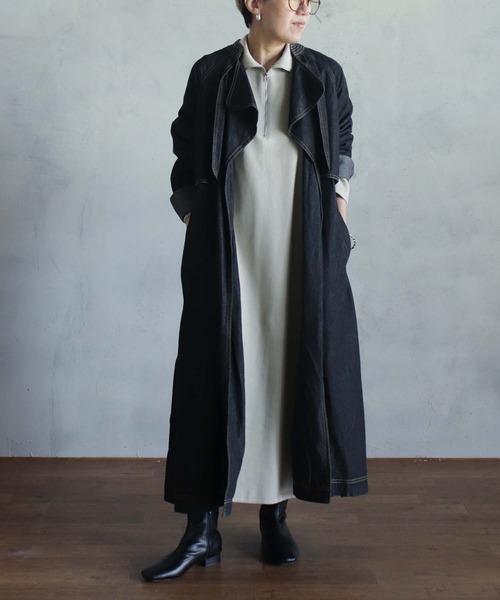 「BITTOKO」 トレンチコート FREE ブラック レディース_画像5