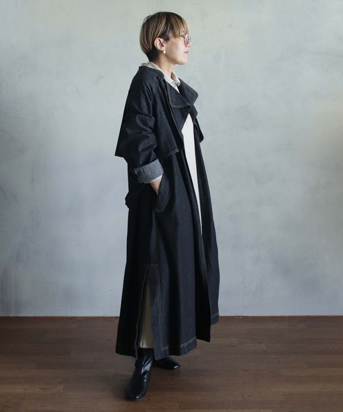 「BITTOKO」 トレンチコート FREE ブラック レディース_画像7