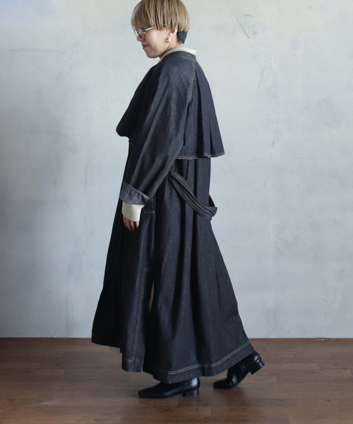 「BITTOKO」 トレンチコート FREE ブラック レディース_画像8