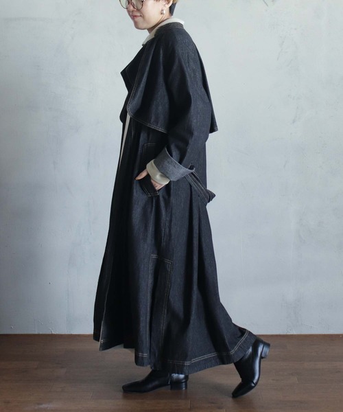 「BITTOKO」 トレンチコート FREE ブラック レディース_画像9