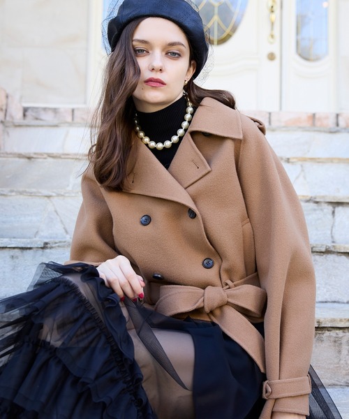 レザーベルトフレアテロンチコート　　eimy istoire レザーベルトフレアテロンチコート eimy istoire EIMY ISTOIRE