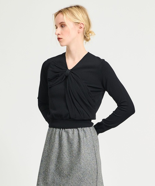 ESTNATION リボン付きグレー長袖ニット　新品未使用　定価35,200円 ESTNATION（エストネーション） ニット セーター ESTNATION / リボン