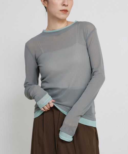 select MOCA（セレクトモカ） tシャツ バイカラーメッシュシアー