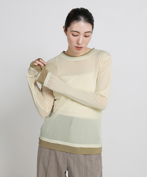 select MOCA（セレクトモカ） tシャツ バイカラーメッシュシアー