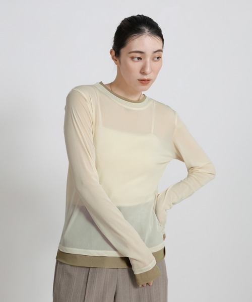 select MOCA（セレクトモカ） tシャツ バイカラーメッシュシアー
