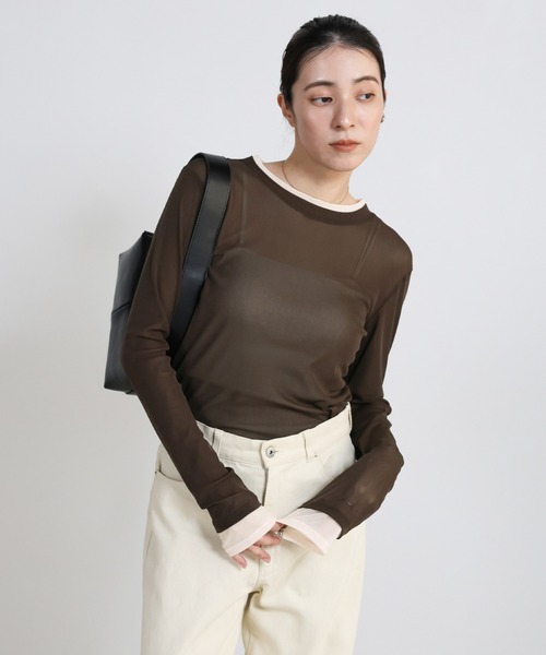 select MOCA（セレクトモカ） tシャツ バイカラーメッシュシアー