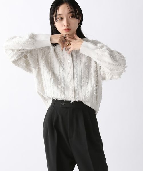 「JEANASIS」 ニットカーディガン FREE オフホワイト レディース_画像3