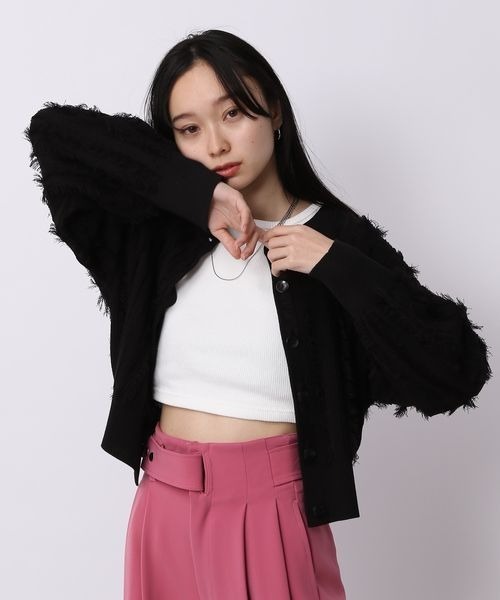 「JEANASIS」 ニットカーディガン FREE オフホワイト レディース_画像8