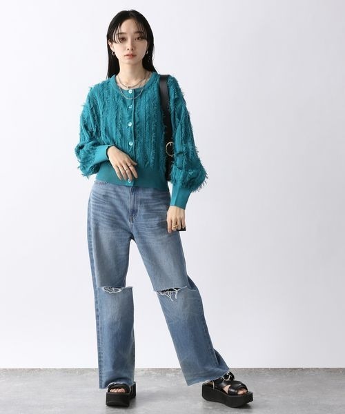 「JEANASIS」 ニットカーディガン FREE オフホワイト レディース_画像9