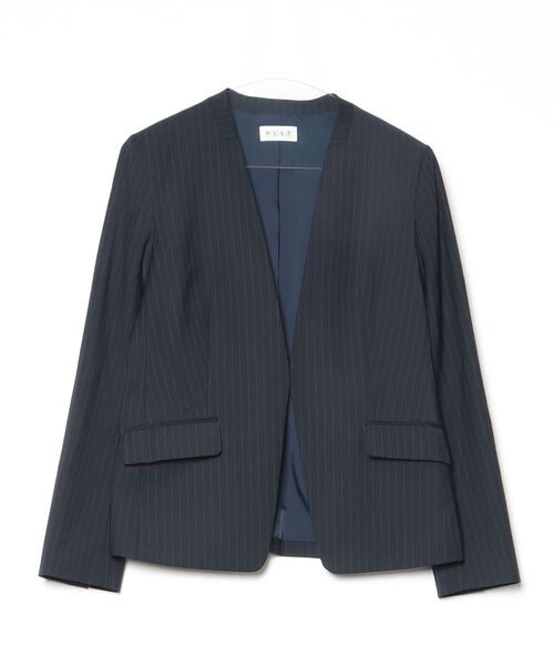 PLST（プラステ） ノーカラージャケット M ネイビー レディース