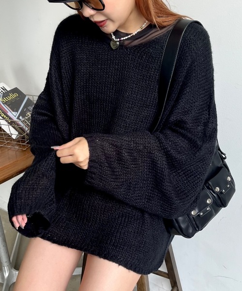 「SHAGGIE」 長袖ニット FREE ライトブルー レディース_画像2